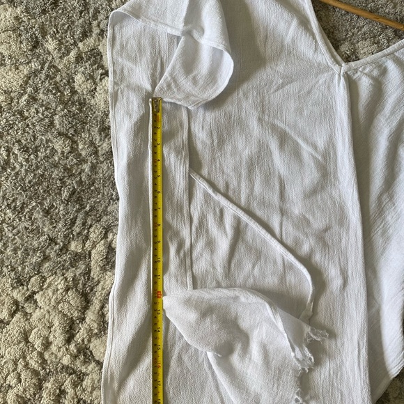 Brava Beach white beach coverup with fringe on bottom and tie in front - Picture 7 of 9